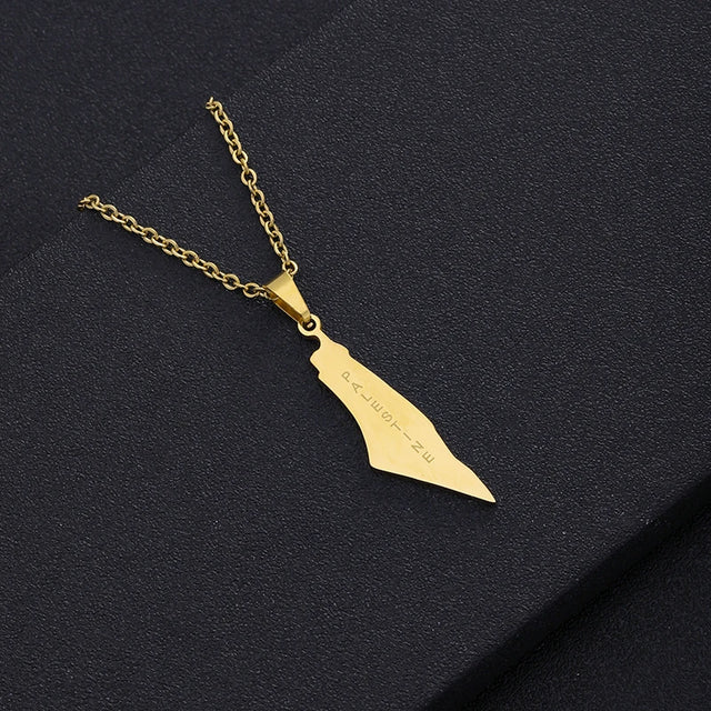Arabic Palestine Map Pendant Necklace - Stainless Steel Gold & Silver Jewelry for Men & Women