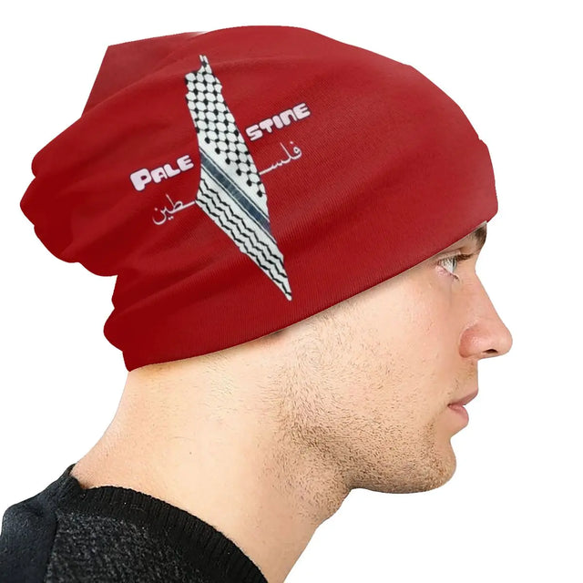 Palestine Kufiya Map Beanie – Warm Polyester Hat with Cultural Design