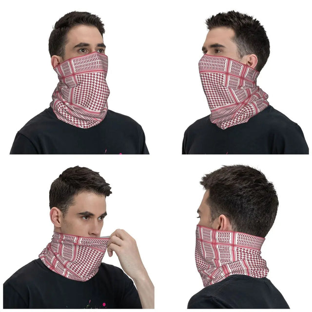 Red Shemagh Face Mask โ Traditional Pattern Multifunctional Headwear