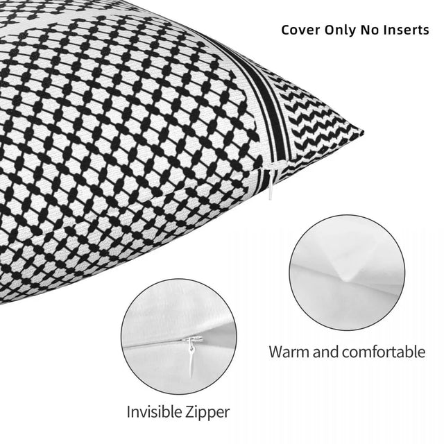 Black & White Palestine Kuffiyeh Cushion Cover