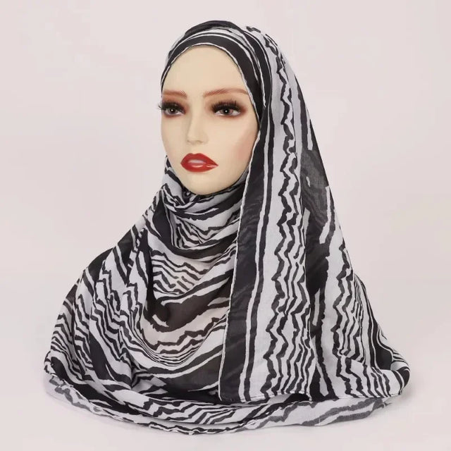 Elegant Printed Chiffon Hijab - Muslim Headscarf & Tie-Dyed Shawl