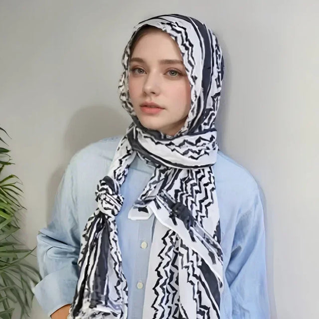 Elegant Printed Chiffon Hijab - Muslim Headscarf & Tie-Dyed Shawl
