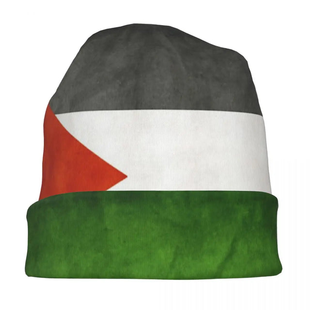 Palestine Flag Beanie – Warm Casual Hat with Faux Leather Detail
