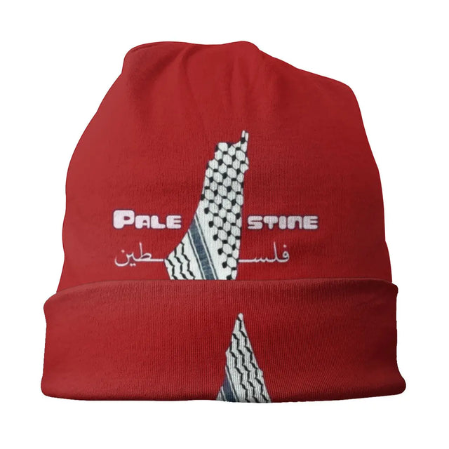 Palestine Kufiya Map Beanie – Warm Polyester Hat with Cultural Design
