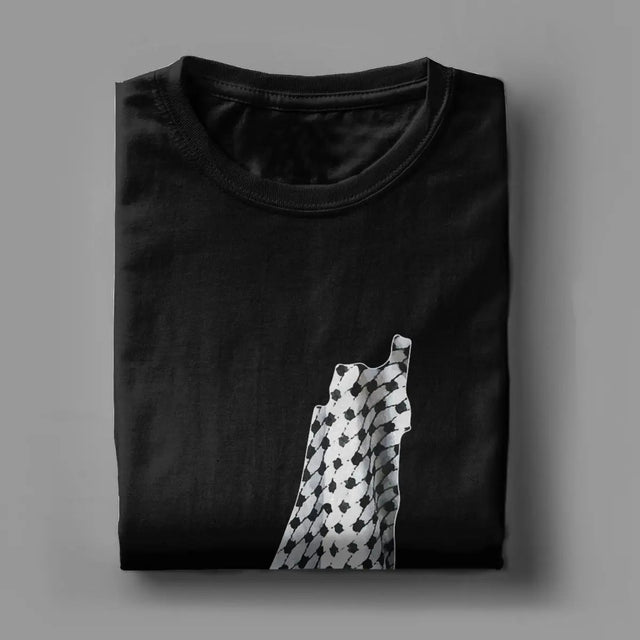 Palestinian Kufiya Map T-Shirt – Cotton Tee with Cultural Heritage Design