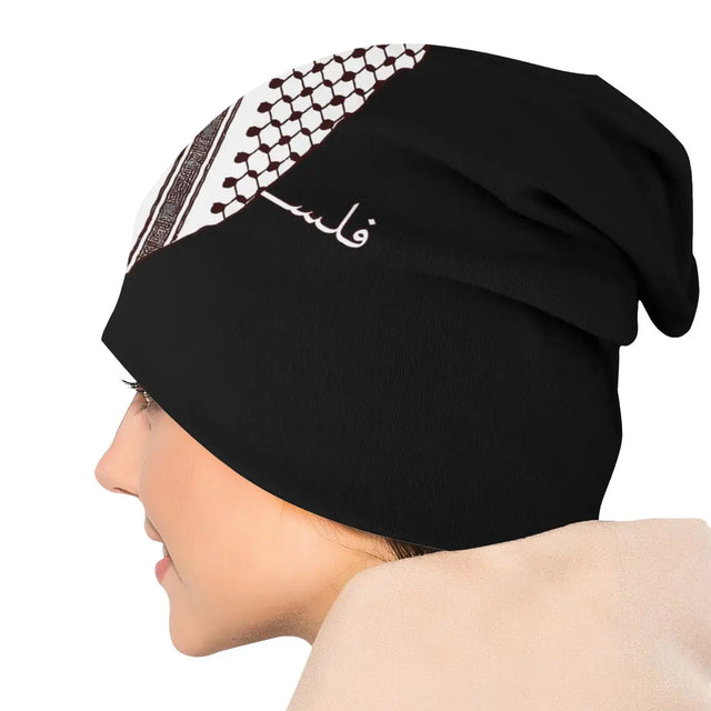 Kufiyeh Palestine Map Beanie – Windproof Casual Hat with Cultural Design