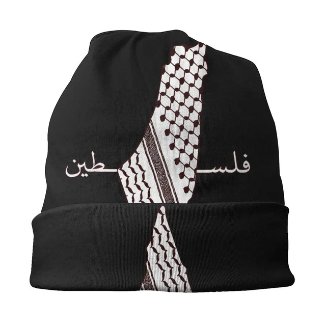 Kufiyeh Palestine Map Beanie – Windproof Casual Hat with Cultural Design