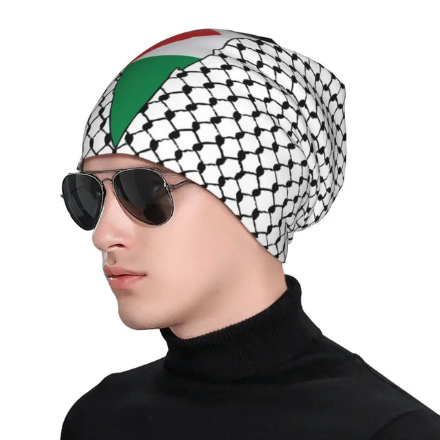 Palestine Kufiya with Flag Map Beanie