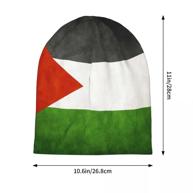 Palestine Flag Beanie – Warm Casual Hat with Faux Leather Detail