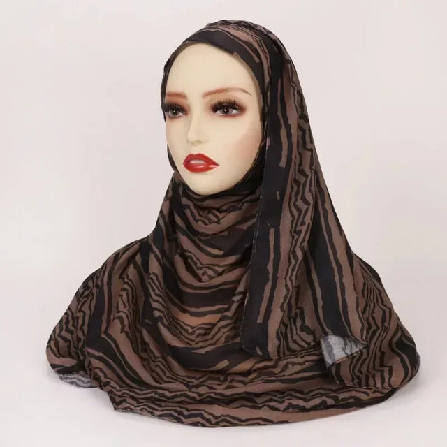 Elegant Printed Chiffon Hijab - Muslim Headscarf & Tie-Dyed Shawl