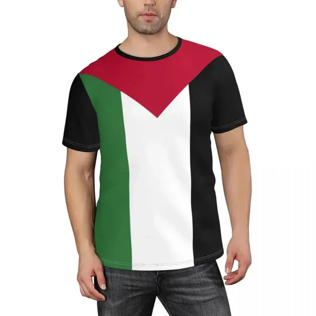3D Palestine Flag T-Shirt โ Bold Casual Tee with Printed Flag Design