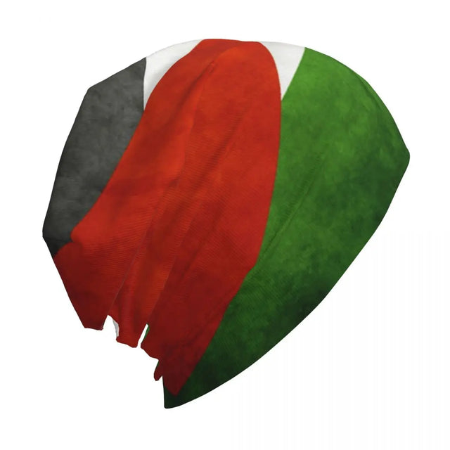 Palestine Flag Beanie – Warm Casual Hat with Faux Leather Detail