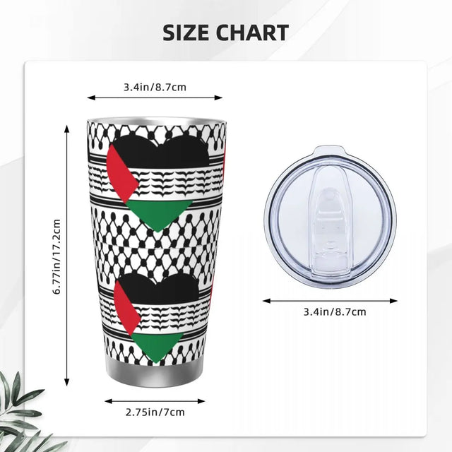 Palestine Heart Flag & Kuffiyeh, 20oz