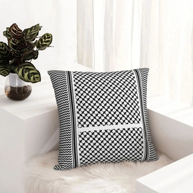 Black & White Palestine Kuffiyeh Cushion Cover