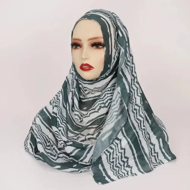 Elegant Printed Chiffon Hijab - Muslim Headscarf & Tie-Dyed Shawl