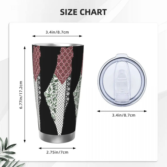 Palestine Map With Thobe Patterns, 20oz