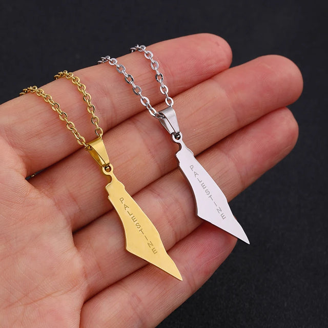 Arabic Palestine Map Pendant Necklace - Stainless Steel Gold & Silver Jewelry for Men & Women