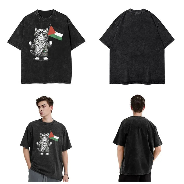 Cat Lover Streetwear T-Shirt – Oversized Hip Hop Cotton Tee for Men & Women