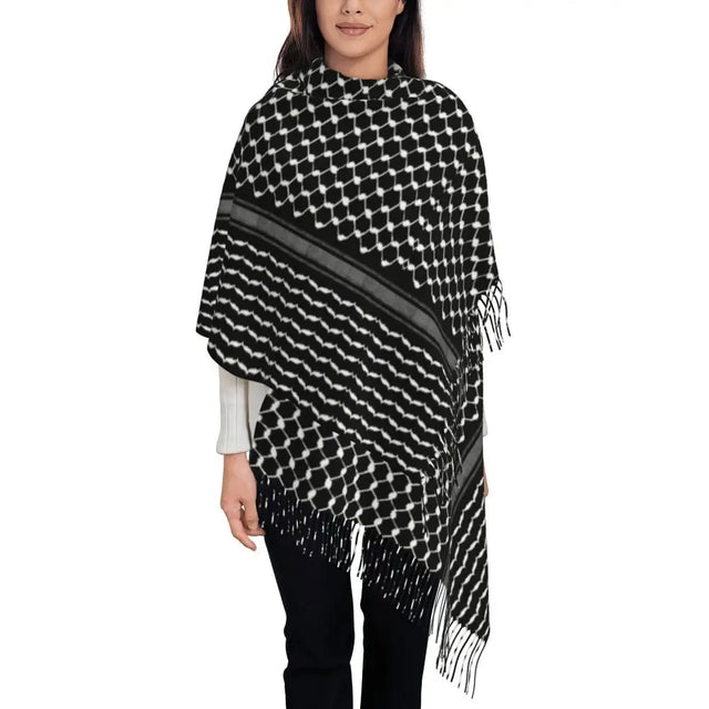 Palestine Flag Tassel Scarf - Soft Patriotic Shawl for Women, Winter & Fall