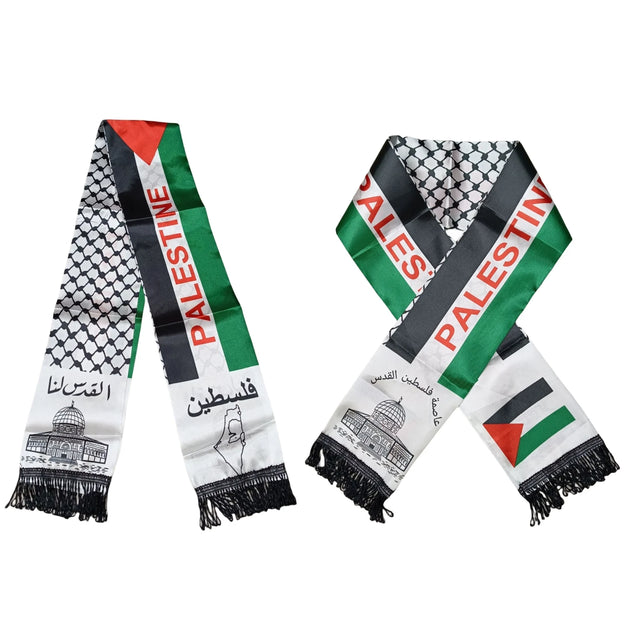 Custom Palestine Flag Scarf - Satin National Day Scarf, 14x130cm