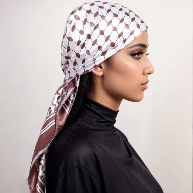 Arab Printed Satin Silk Scarf
