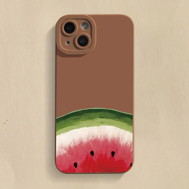 Watermelon Silicone Phone Case - Cute Camera Protection Cover for iPhone 6 to 15 Pro Max