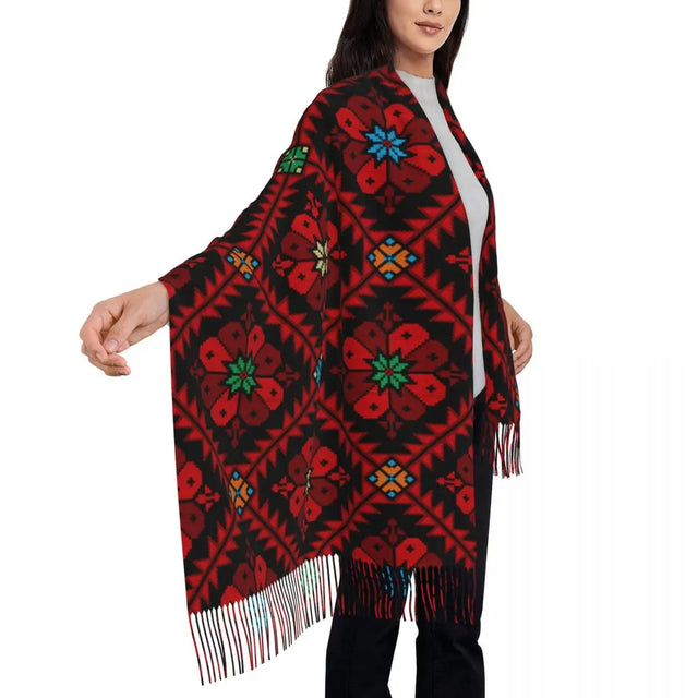 Palestinian Jordanian Pattern Infinity Scarf - Women's Warm Winter Blanket Scarf