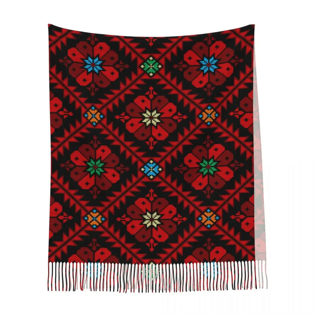 Palestinian Jordanian Pattern Infinity Scarf - Women's Warm Winter Blanket Scarf