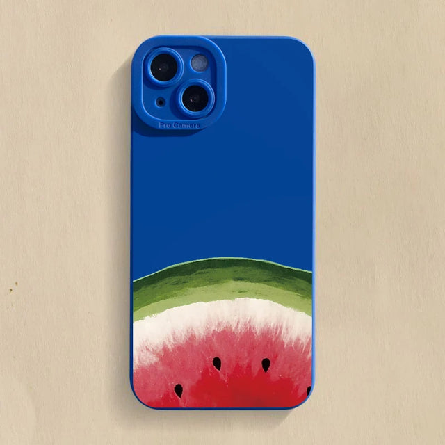 Watermelon Silicone Phone Case - Cute Camera Protection Cover for iPhone 6 to 15 Pro Max
