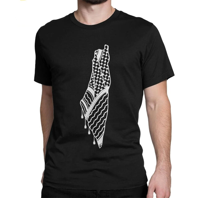 Palestine Map Kufiya T-Shirt – Cotton Tee with Cultural Resistance Design