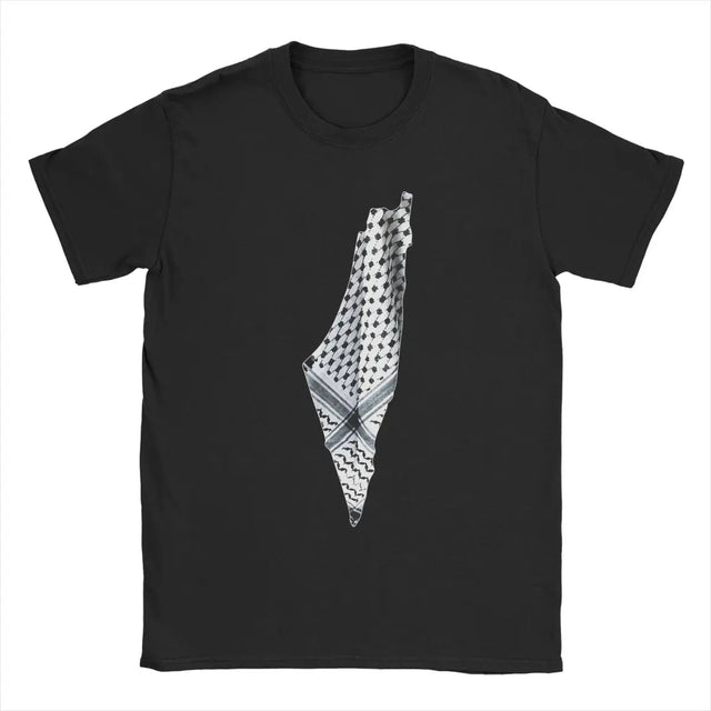 Palestinian Kufiya Map T-Shirt – Cotton Tee with Cultural Heritage Design