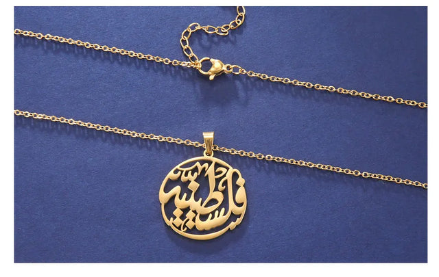 Cazador Palestine Round Pendant Necklace - Stainless Steel Chain, Vintage Jewelry for Men & Women