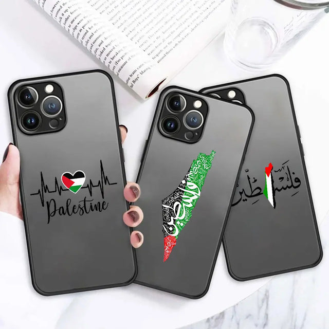 Matte Transparent Palestine Flag Phone Case - Anti-Scratch Cover for iPhone 7 to 15 Pro Max