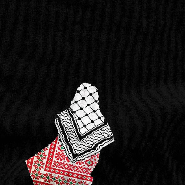 Traditional Kuffiyeh Palestine Map T-Shirt – Casual Cotton Tee for All