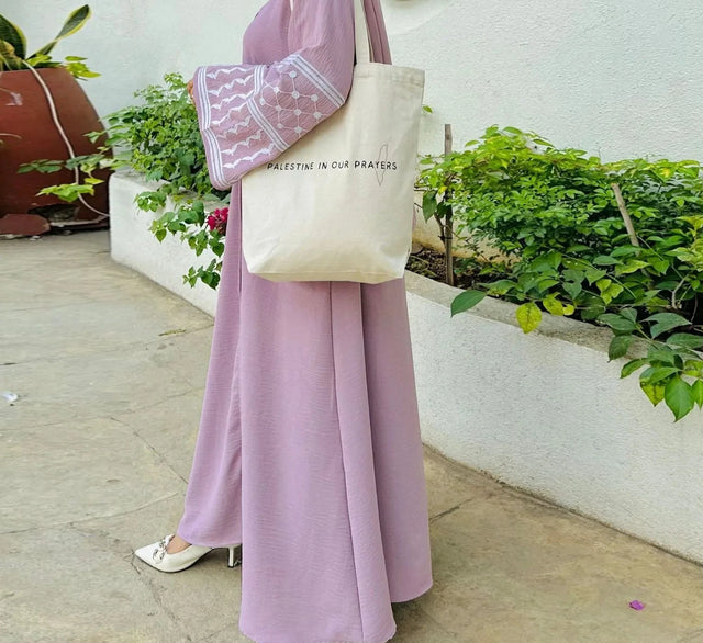Elegant Embroidered Muslim Cardigan - Modest Dubai Abaya with Belt for Women