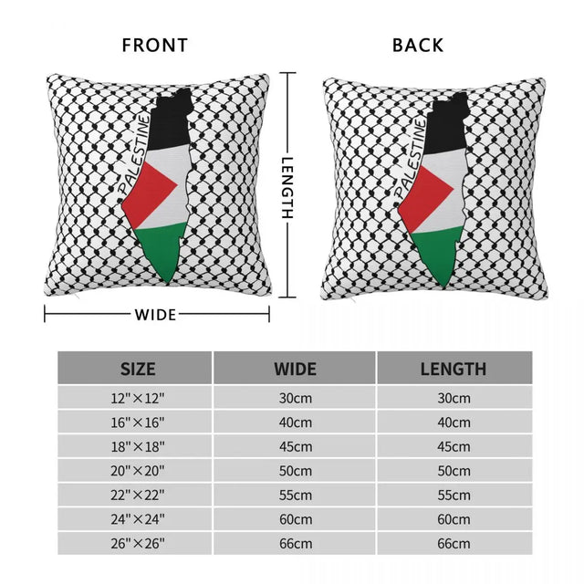 Palestine Flag Map with Palestinian Kufiya Cushion Cover