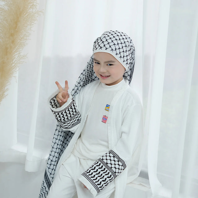 Kids Tassel Embroidery Abaya - Modest Islamic Kimono Kaftan, Dubai Style