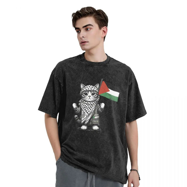 Cat Lover Streetwear T-Shirt – Oversized Hip Hop Cotton Tee for Men & Women