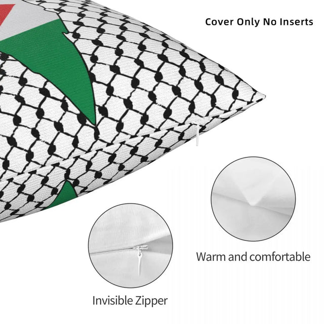 Palestine Flag Map with Palestinian Kufiya Cushion Cover