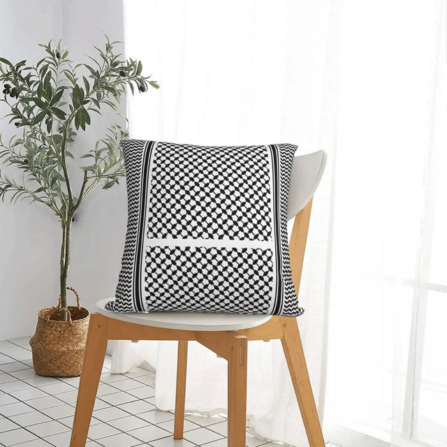 Black & White Palestine Kuffiyeh Cushion Cover