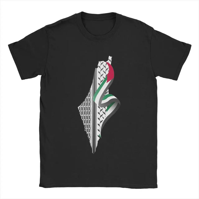 Palestinian Kuffiyeh Map T-Shirt – Cotton Casual Tee for Men & Women