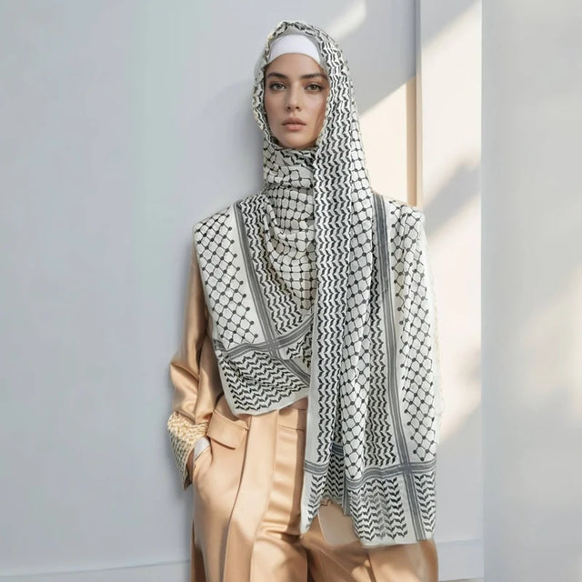 11-Color Chiffon Keffiyeh Hijab - Geometric Print Headwrap