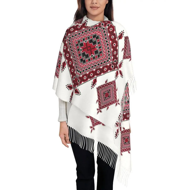 Palestine Flag Tassel Scarf - Soft Patriotic Shawl for Women, Winter & Fall