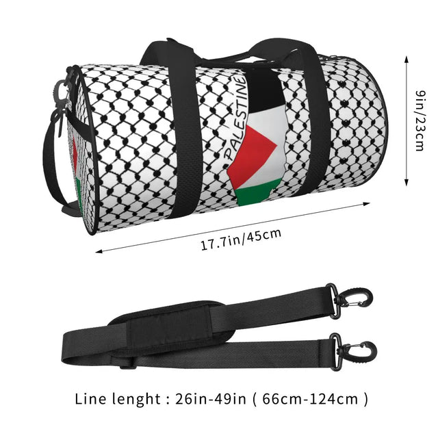 Palestine Flag Map with Kufiya Pattern