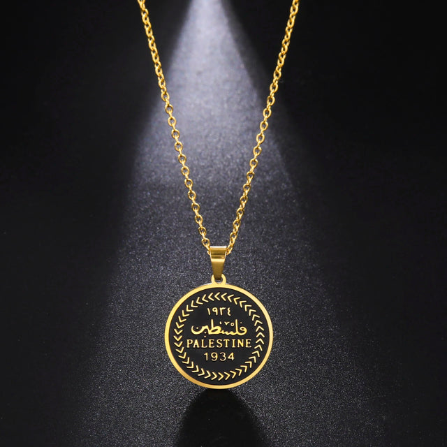 Vintage Palestine Pendant Necklace - Stainless Steel Choker for Women & Men, 2025 Gift
