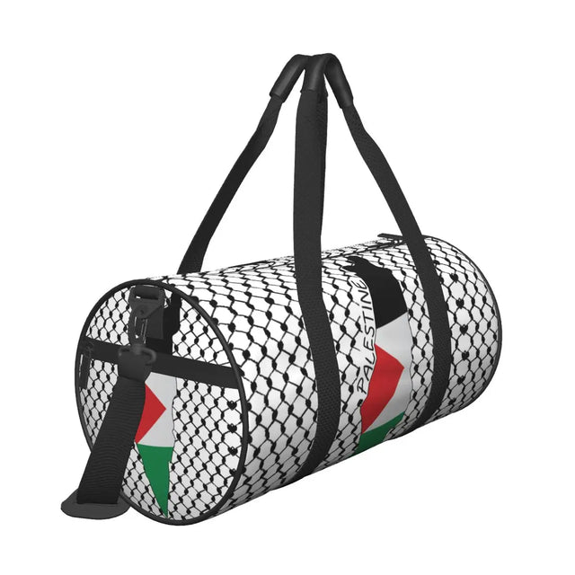 Palestine Flag Map with Kufiya Pattern