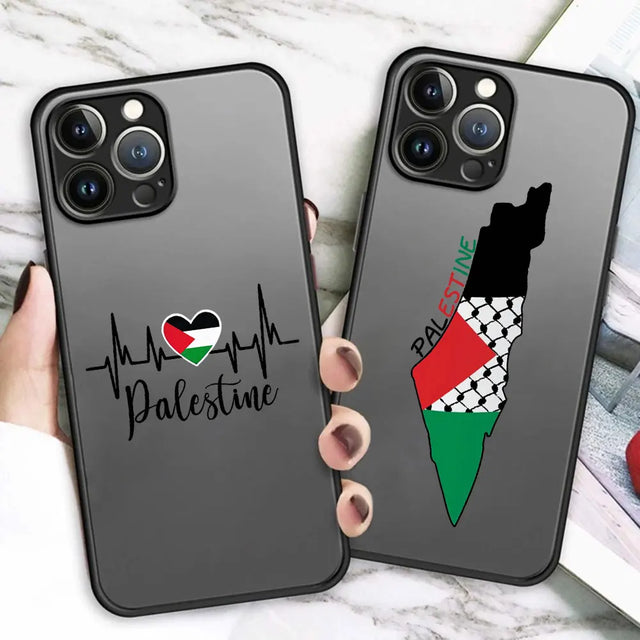 Matte Transparent Palestine Flag Phone Case - Anti-Scratch Cover for iPhone 7 to 15 Pro Max