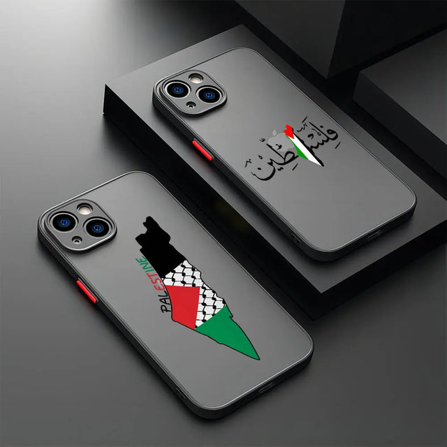 Matte Transparent Palestine Flag Phone Case - Anti-Scratch Cover for iPhone 7 to 15 Pro Max