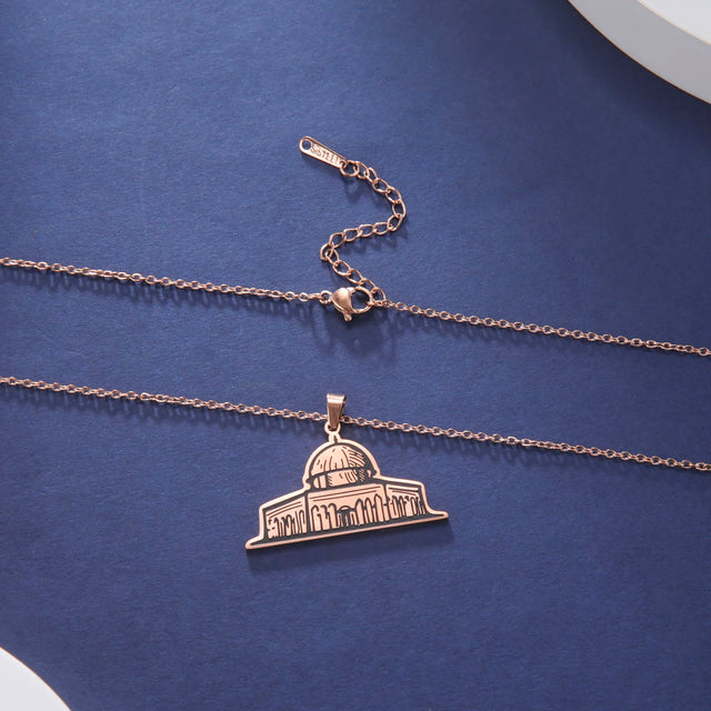 Vintage Islamic Architecture Pendant Necklace - Stainless Steel Choker Chain Jewelry for Women, 2025 Gift