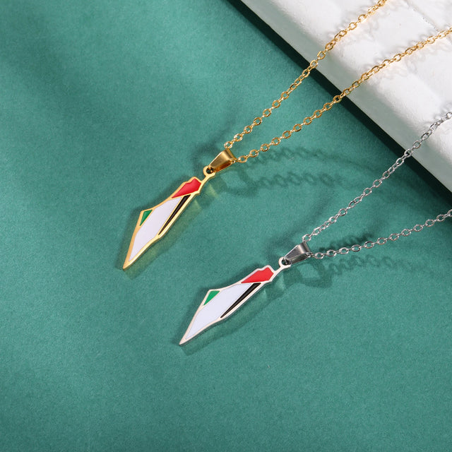 Skyrim Arabic Palestine Map Pendant Necklace - Stainless Steel Chain for Men & Women